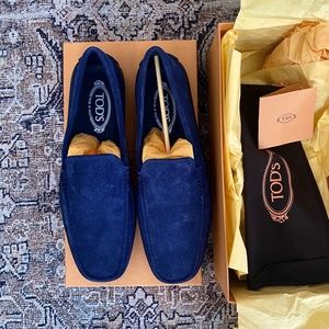 NWT Tod's Gommino Driving Shoes in Blue Suede